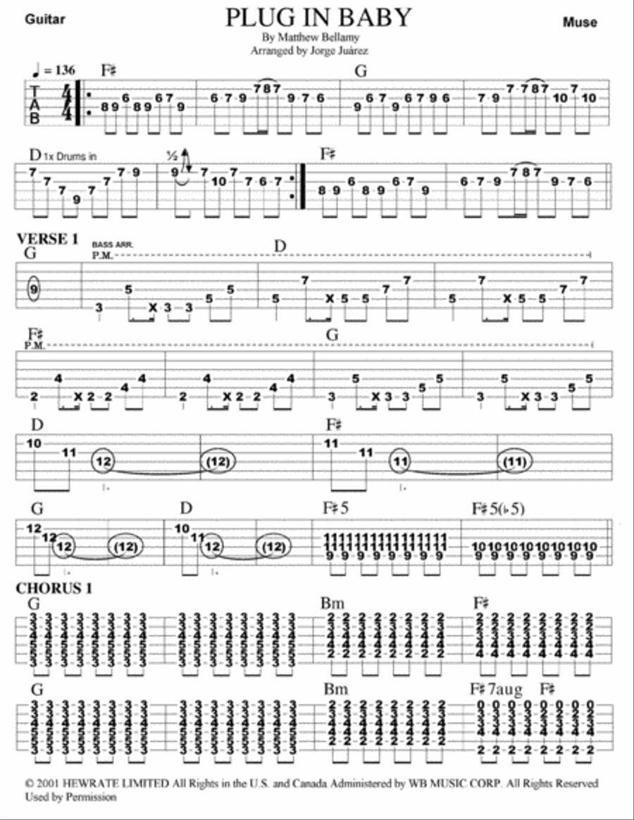 Plug In Baby Plug In Baby Guitar Tablature scores gallery preview page 1