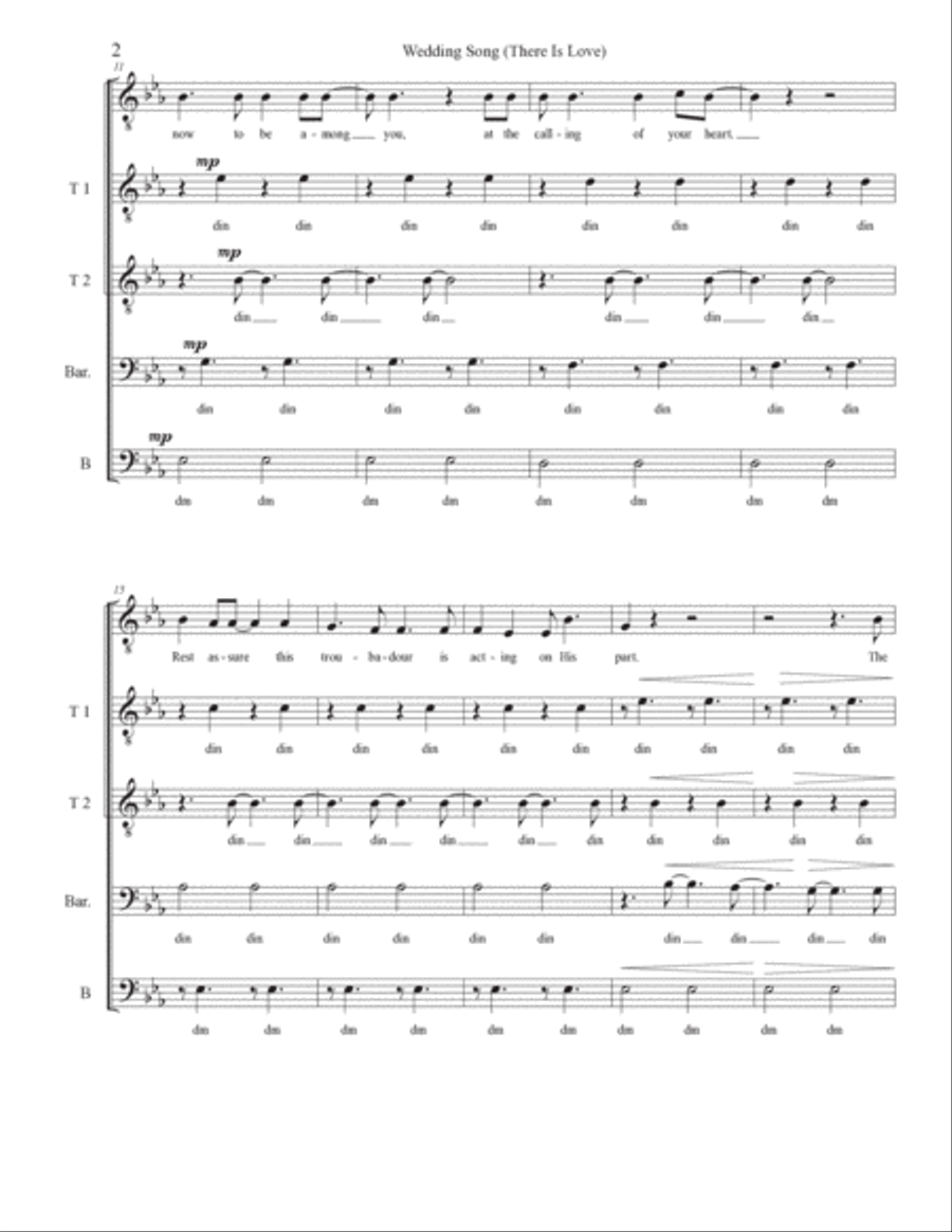 Wedding Song (there Is Love) TTBB scores gallery preview page 2