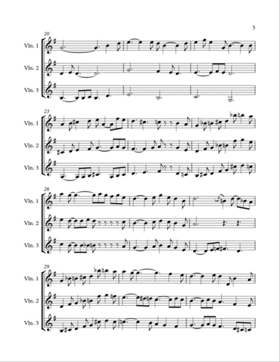 Yclept for three violins String Trio scores gallery preview page 3