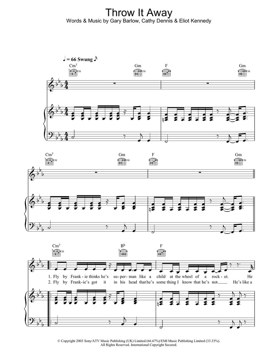 Throw It Away Throw It Away Piano, Vocal, Guitar scores gallery preview page 1