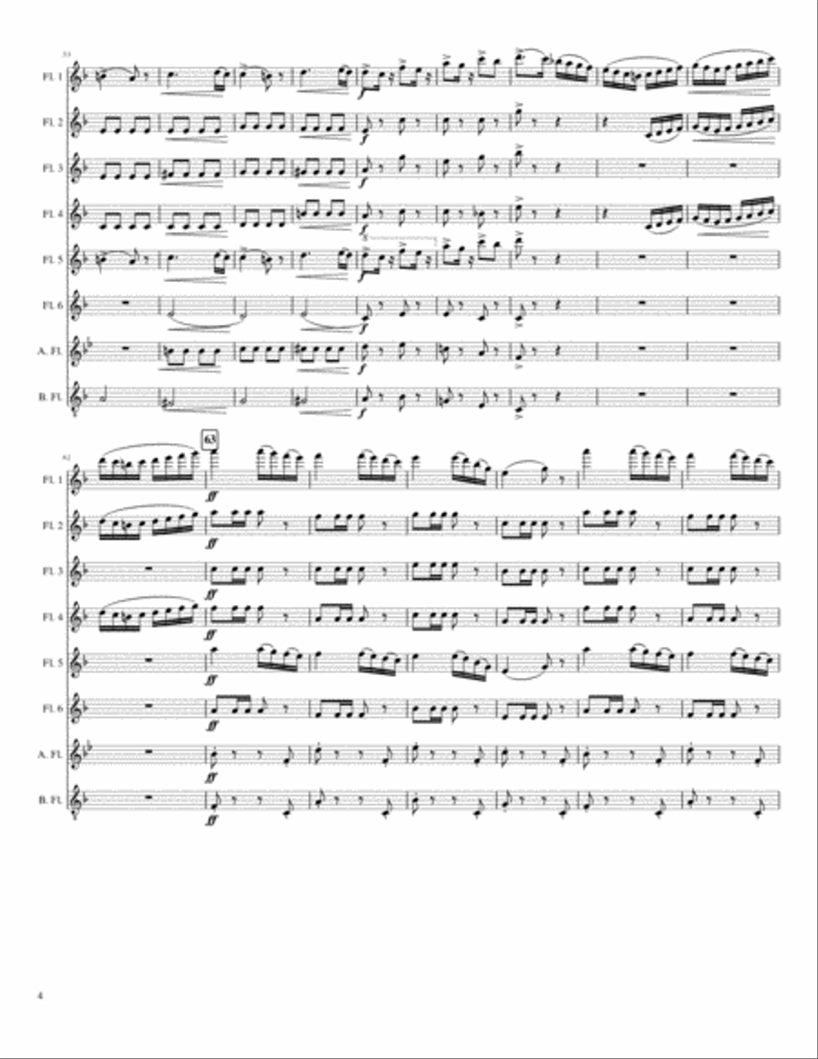 Morning, Noon and Night in Vienna (overture excerpt), for flute choir Flute Choir scores gallery preview page 4