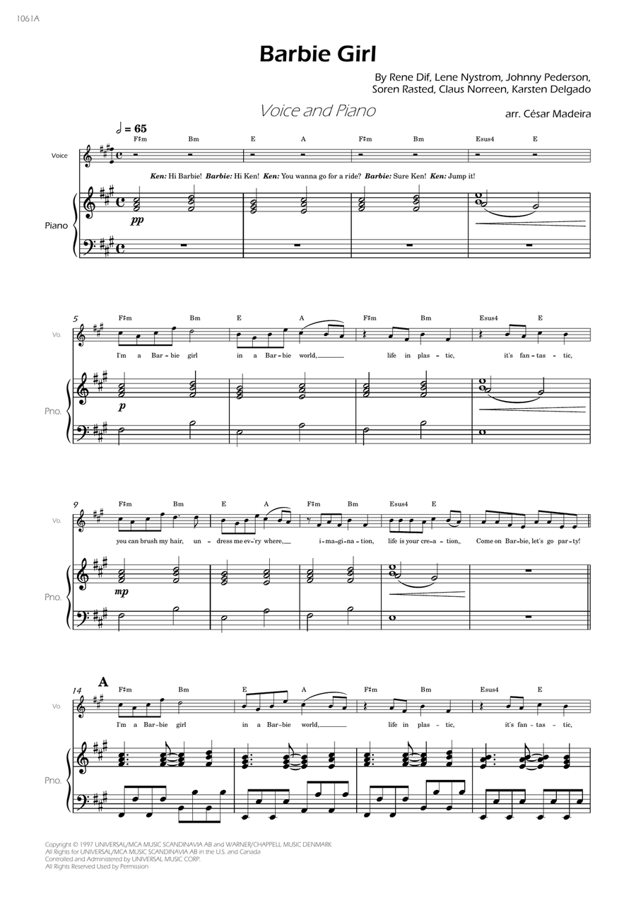 Barbie Girl Piano, Vocal scores gallery preview page 3