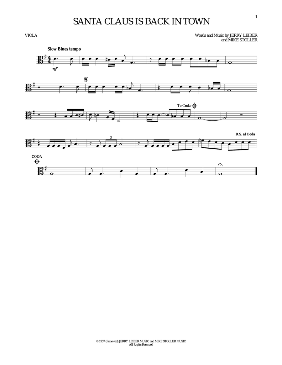 Santa Claus Is Back In Town Viola Solo scores gallery preview page 1
