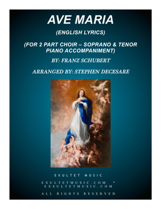 Book cover for Ave Maria (for 2-part choir - English Lyrics - (Soprano and Tenor - Piano Accompaniment) - High Key