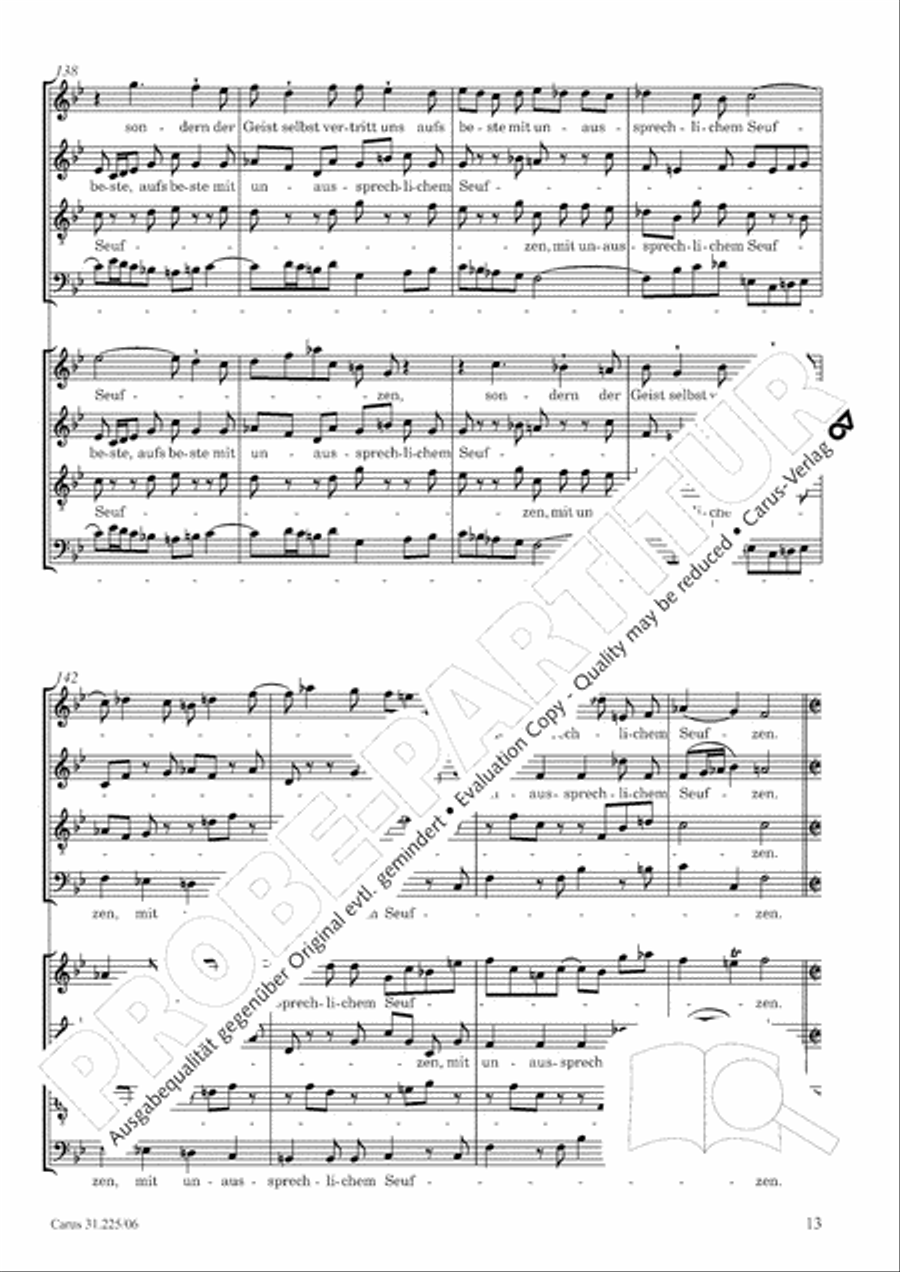 The Spirit makes our weakness strong (Der Geist hilft unser Schwachheit auf) 4-Part scores gallery preview page 14