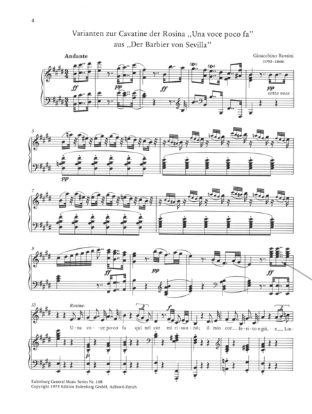 Variants to the cavatina 'Una voce poco fa' Medium Voice - Sheet Music