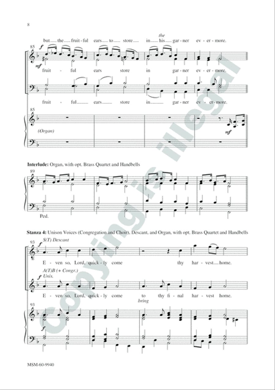 Come, Ye Thankful People, Come 4-Part scores gallery preview page 8