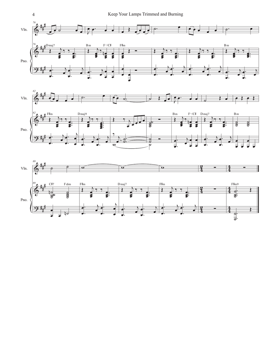 Keep Your Lamps Trimmed And Burning (Violin solo and Piano) Violin Solo scores gallery preview page 4