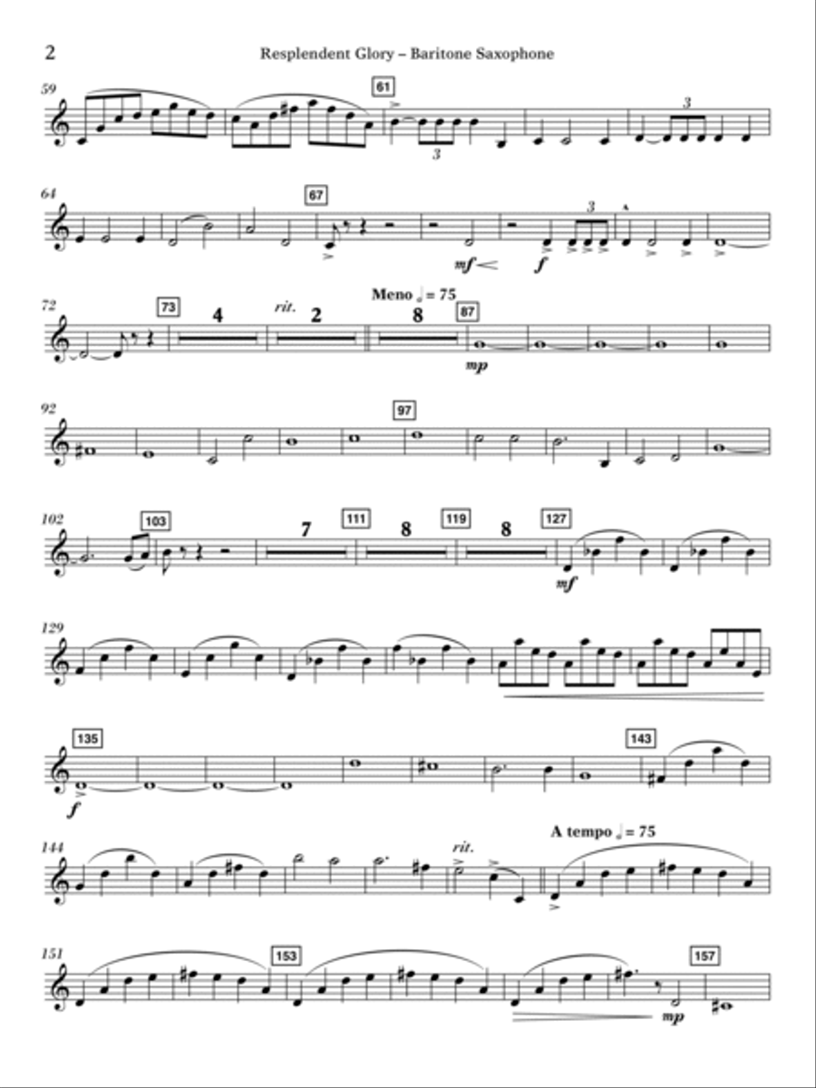 Resplendent Glory - Eb Baritone Sax Concert Band scores gallery preview page 2