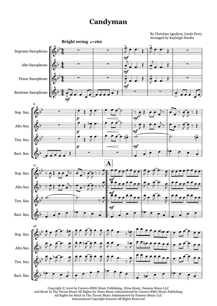 Candyman Saxophone Quartet scores gallery preview page 1