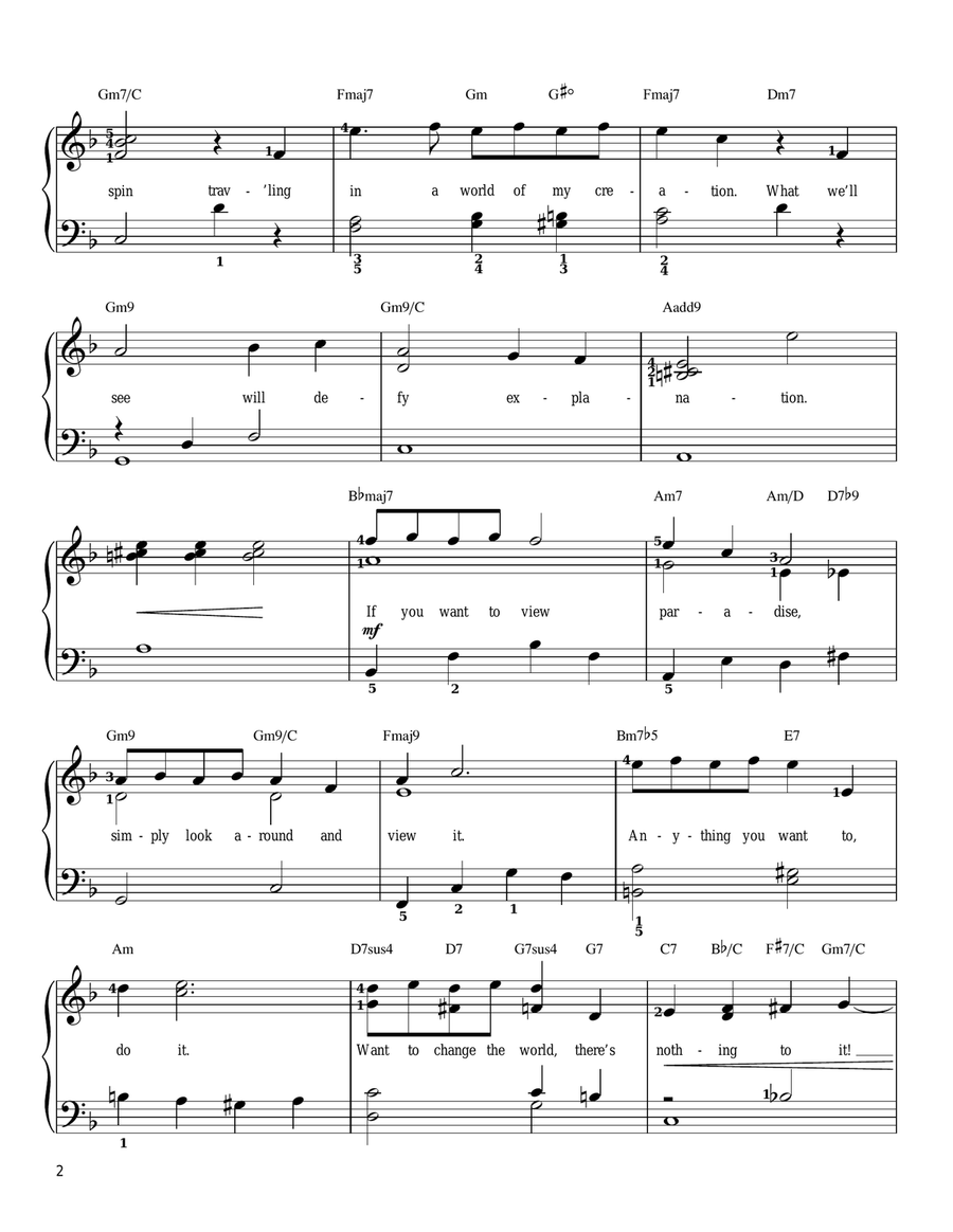 Pure Imagination Easy Piano scores gallery preview page 2