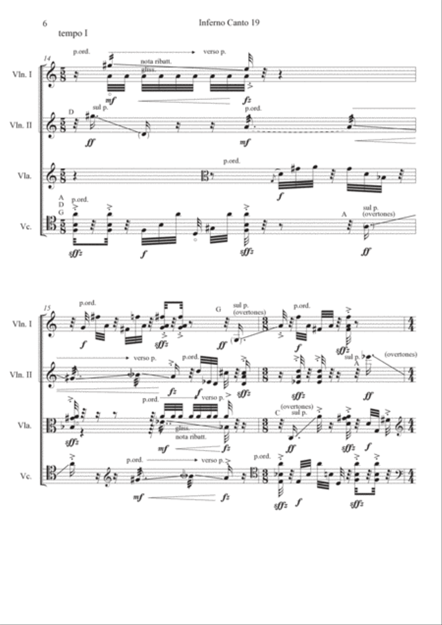 Dario Maggi: INFERNO CANTO 19 (ES-22-034) - Score Only String Quartet scores gallery preview page 5