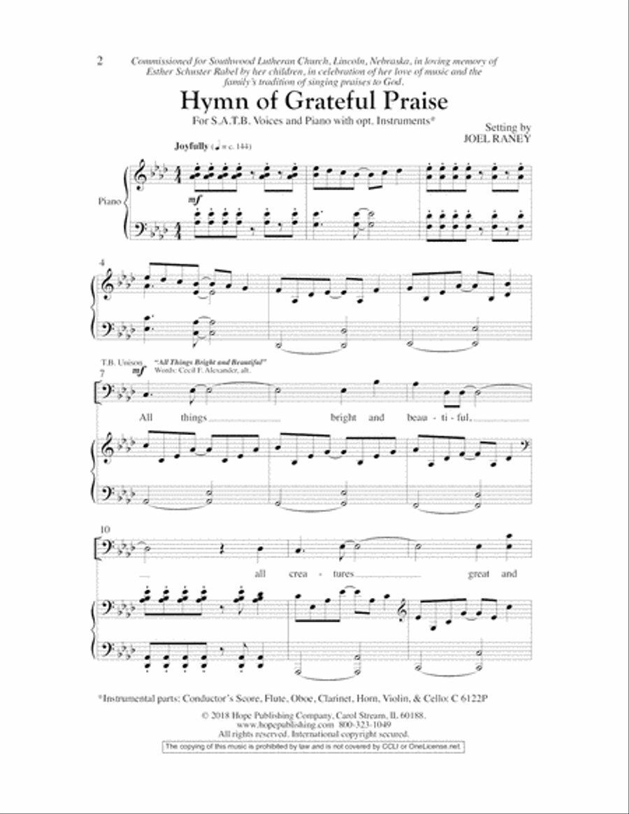 Hymn of Grateful Praise Hymn of Grateful Praise Choir scores gallery preview page 2