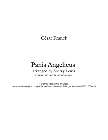 PANIS ANGELICUS String Duo, Intermediate Level for violin and cello image number null
