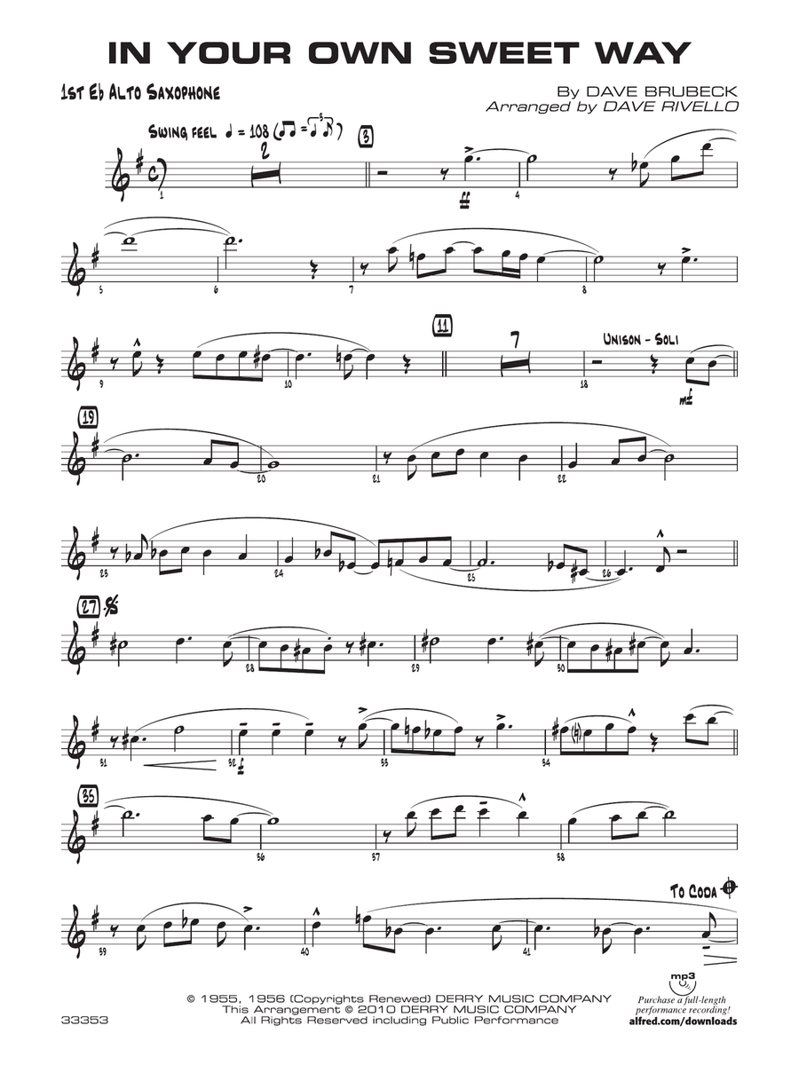 In Your Own Sweet Way: E-flat Alto Saxophone