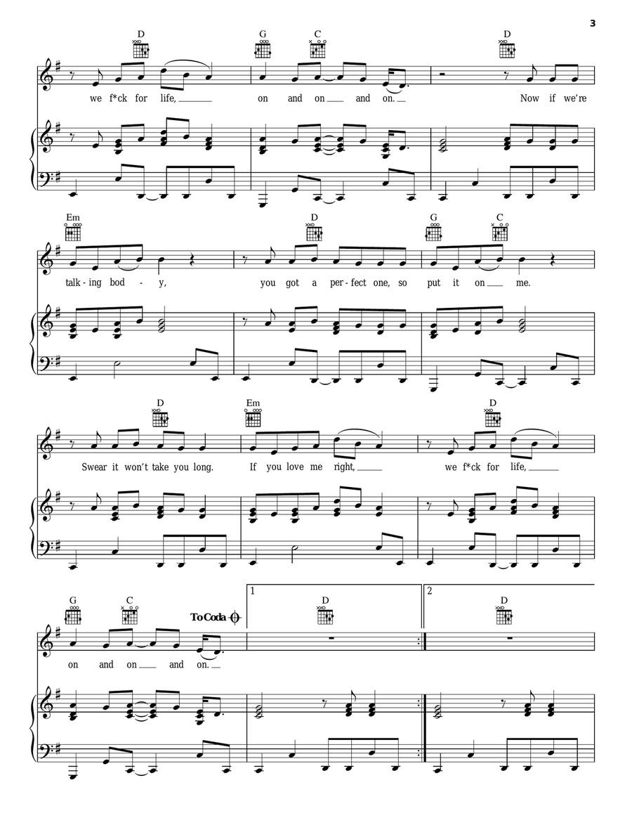 Talking Body Piano, Vocal, Guitar scores gallery preview page 3