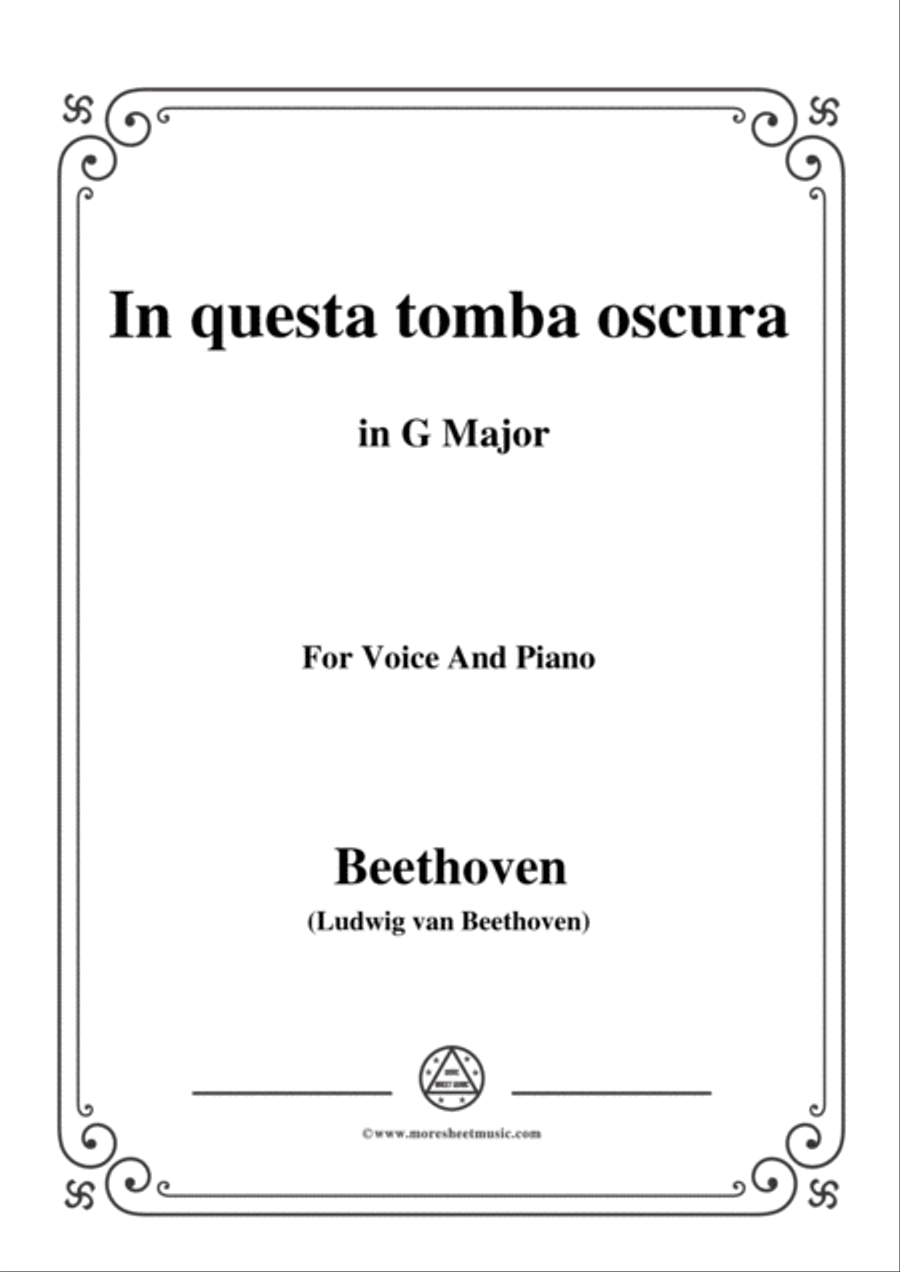 Beethoven-In questa tomba oscura in G Major,for voice and piano Voice Solo scores gallery preview page 1