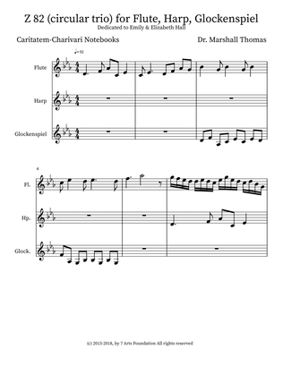 Z 82 (circular trio) for Flute, Harp, Glockenspiel