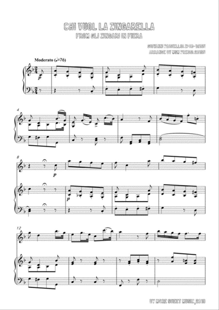 Paisiello-Chi Vuol la zingarella,for Violin and Piano Flute Solo scores gallery preview page 3