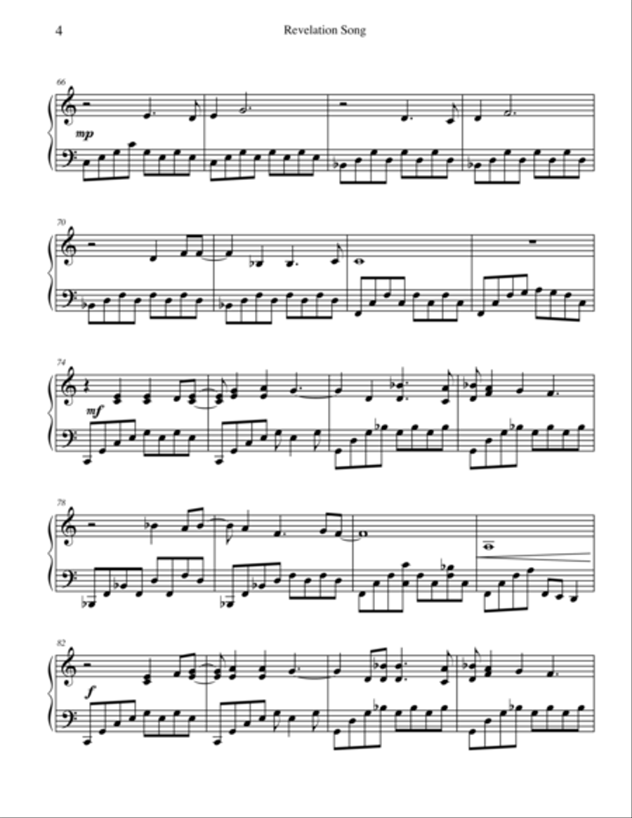 Revelation Song Piano Solo scores gallery preview page 5