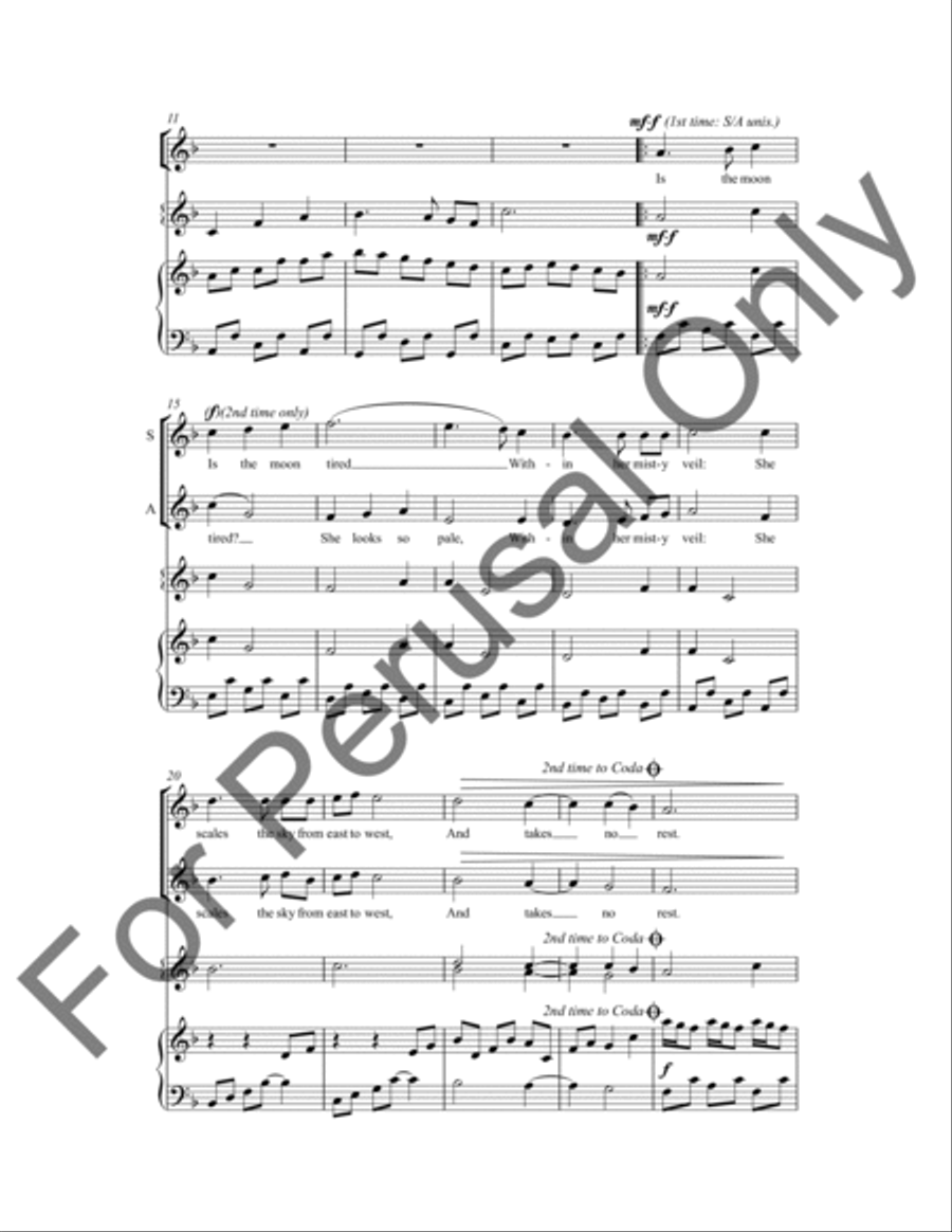 Is The Moon Tired? (Choral Score) SSA scores gallery preview page 3