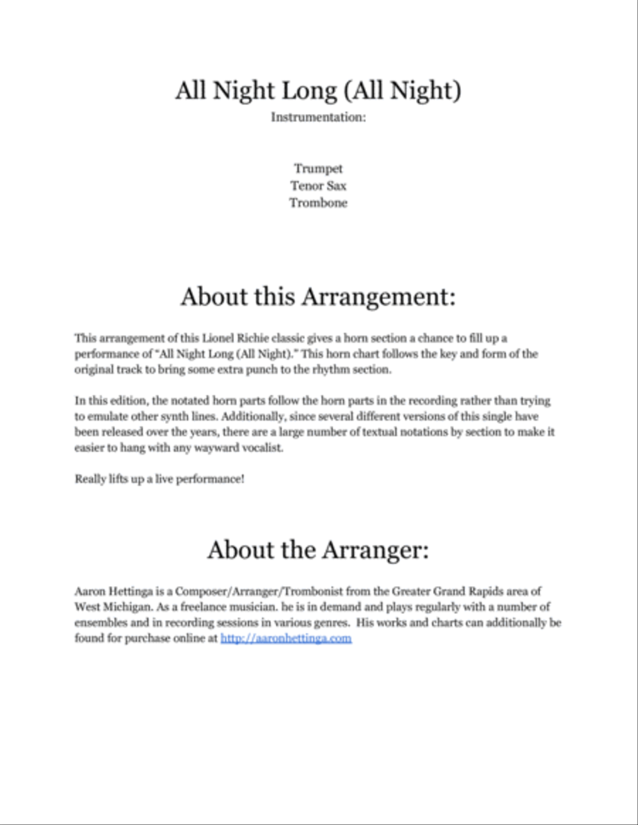 All Night Long (all Night) Small Ensemble scores gallery preview page 2