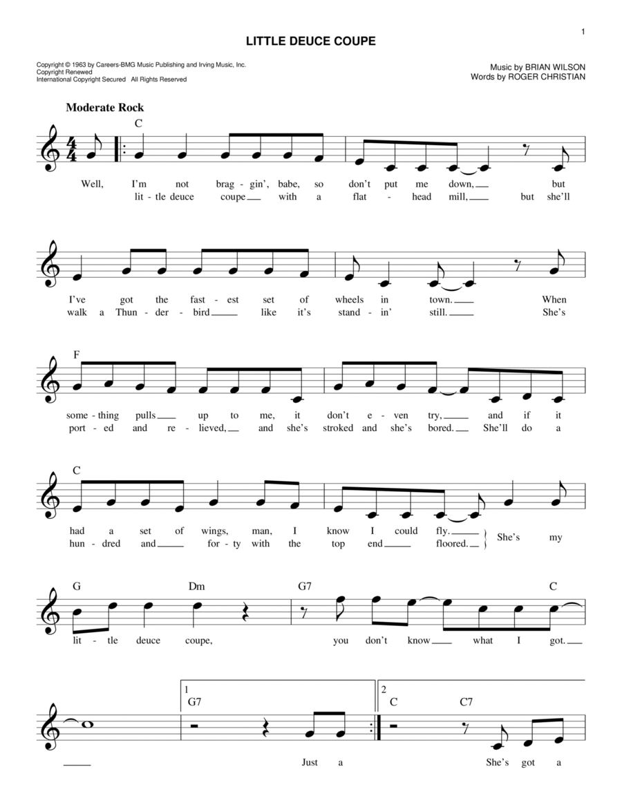 Little Deuce Coupe Piano scores gallery preview page 1