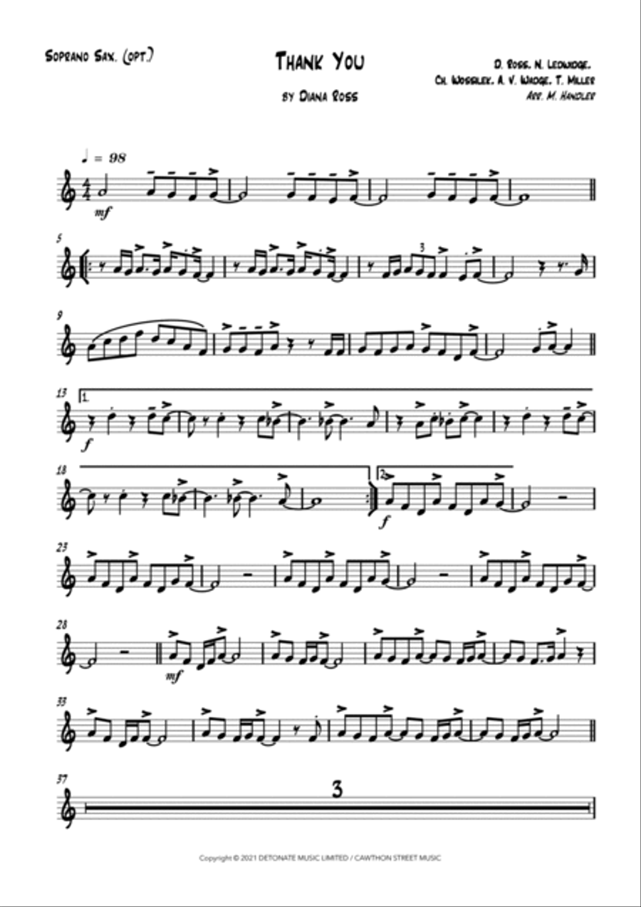Thank You Saxophone Quartet scores gallery preview page 4