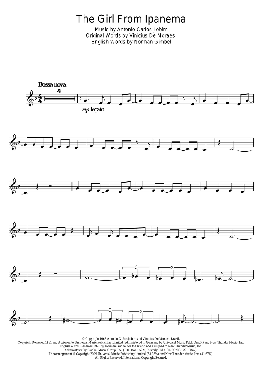 The Girl From Ipanema (Garota De Ipanema) Trumpet Solo scores gallery preview page 1