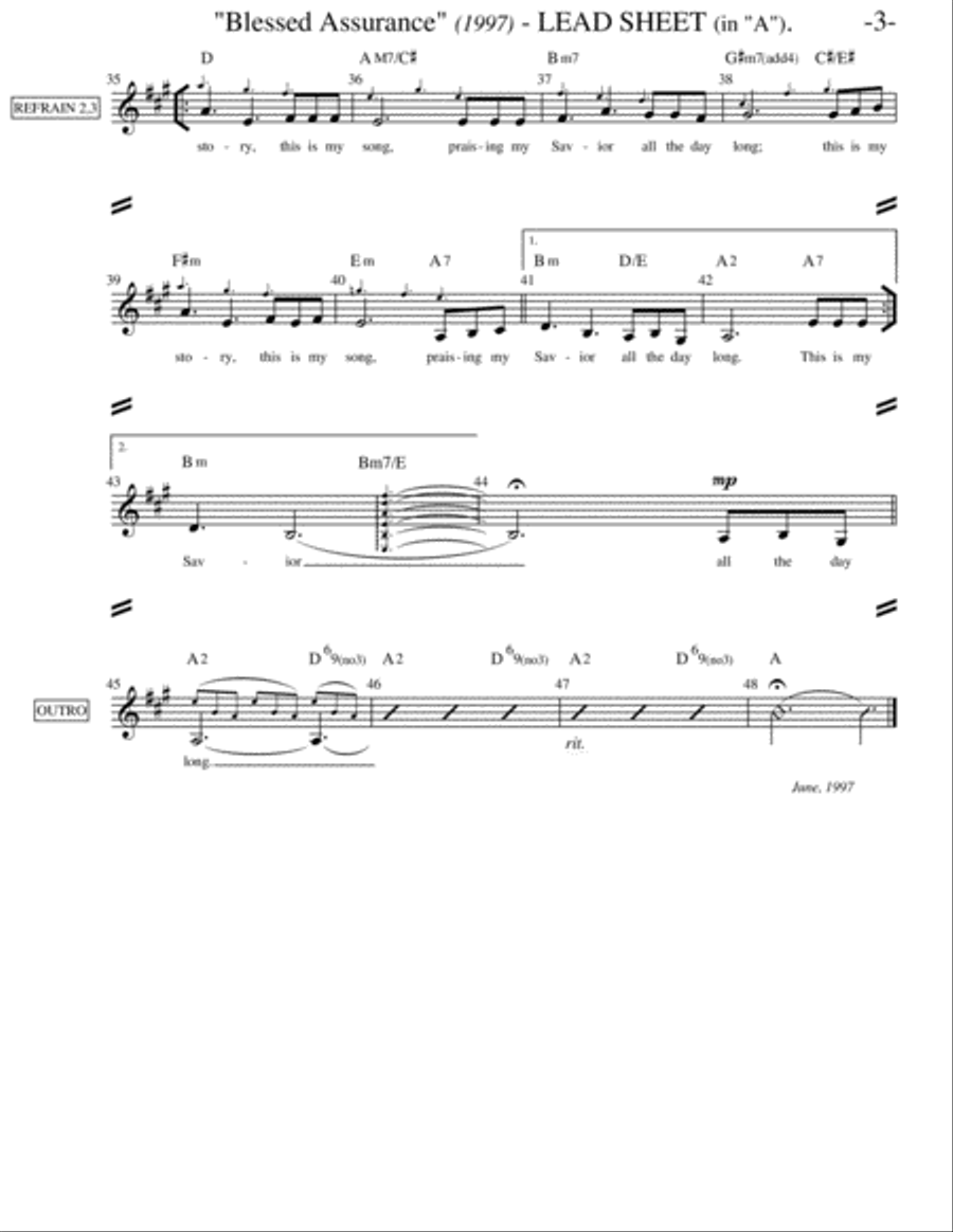 Blessed Assurance (Lead Sheet) Guitar Ensemble scores gallery preview page 3