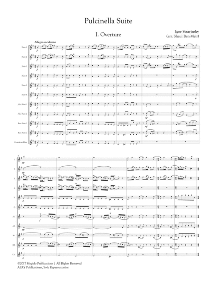 Pulcinella Suite for Flute Orchestra Flute Choir scores gallery preview page 2