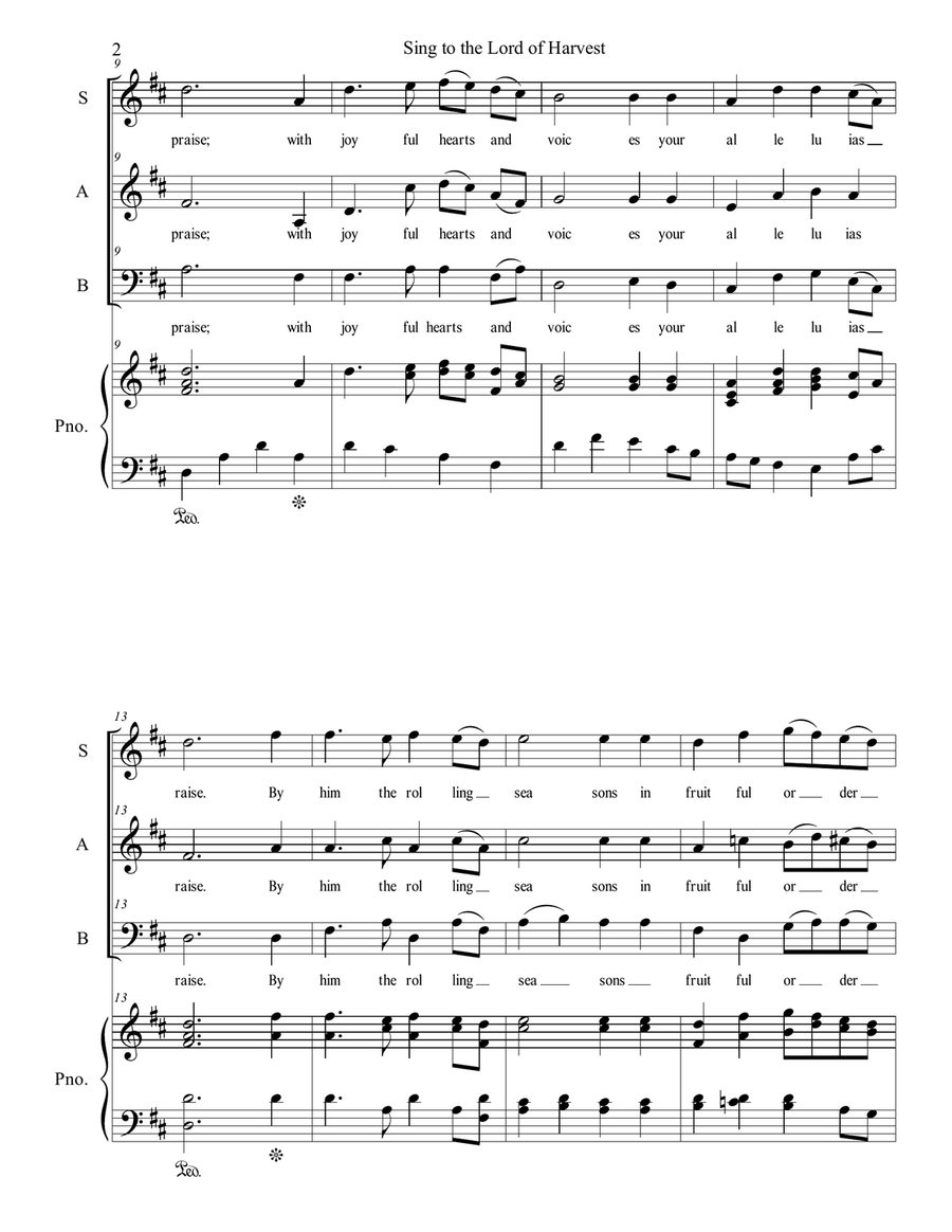 Sing to the Lord of Harvest 3-Part scores gallery preview page 2
