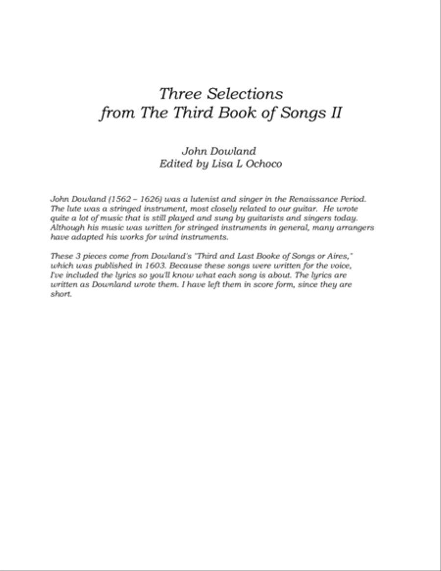 Three Selections from the Third Book of Songs II for Flute Quartet image number null