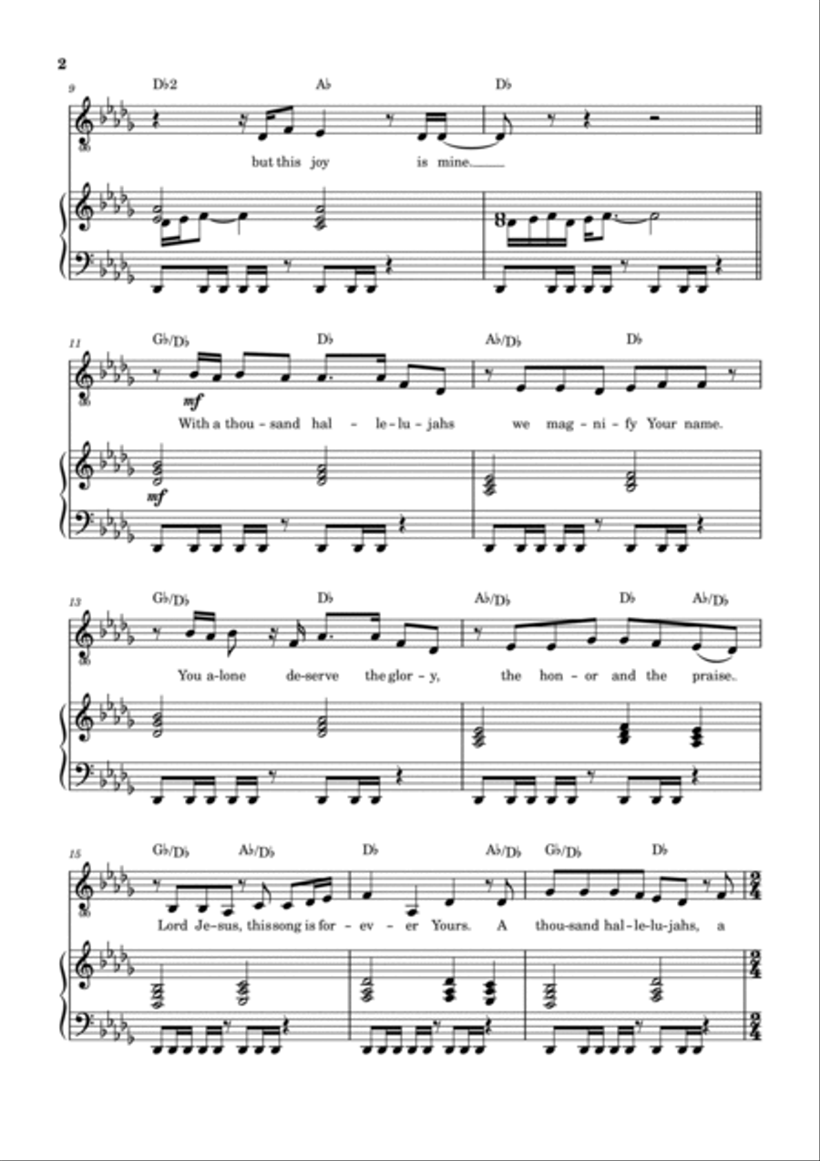 A Thousand Hallelujahs Piano, Vocal, Guitar scores gallery preview page 3