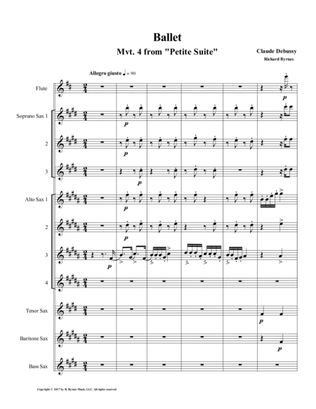 Ballet (Mvt. 4 from Debussy's Petite Suite) for Saxophone Choir + Flute