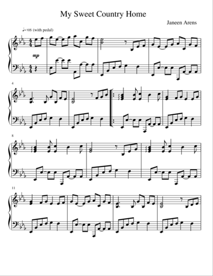 My Sweet Country Home - Janeen Arens Piano Solo scores gallery preview page 1