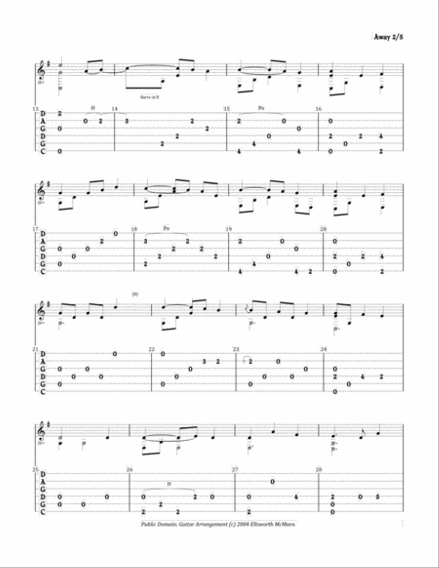 Away in a Manger (For Fingerstyle Guitar Tuned CGDGAD) Acoustic Guitar scores gallery preview page 2