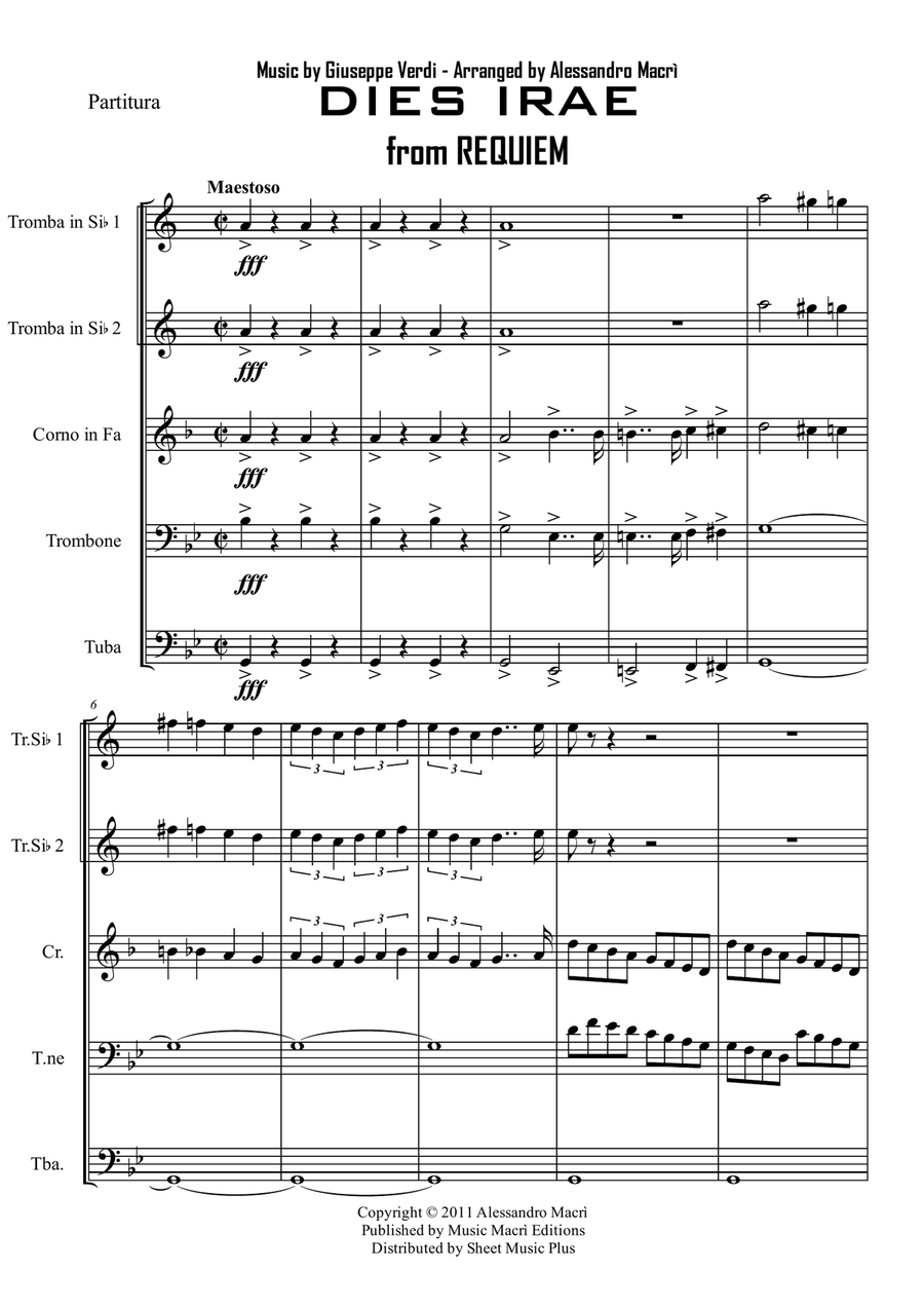 DIES IRAE from REQUIEM by G. Verdi Brass Ensemble scores gallery preview page 2