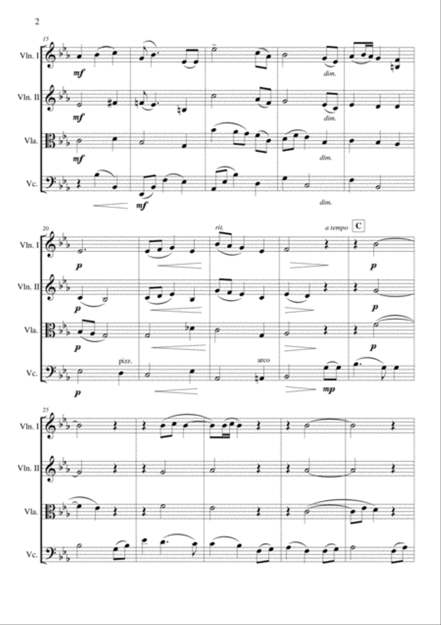 Brahms' Lullaby Brahms' Lullaby String Quartet scores gallery preview page 2