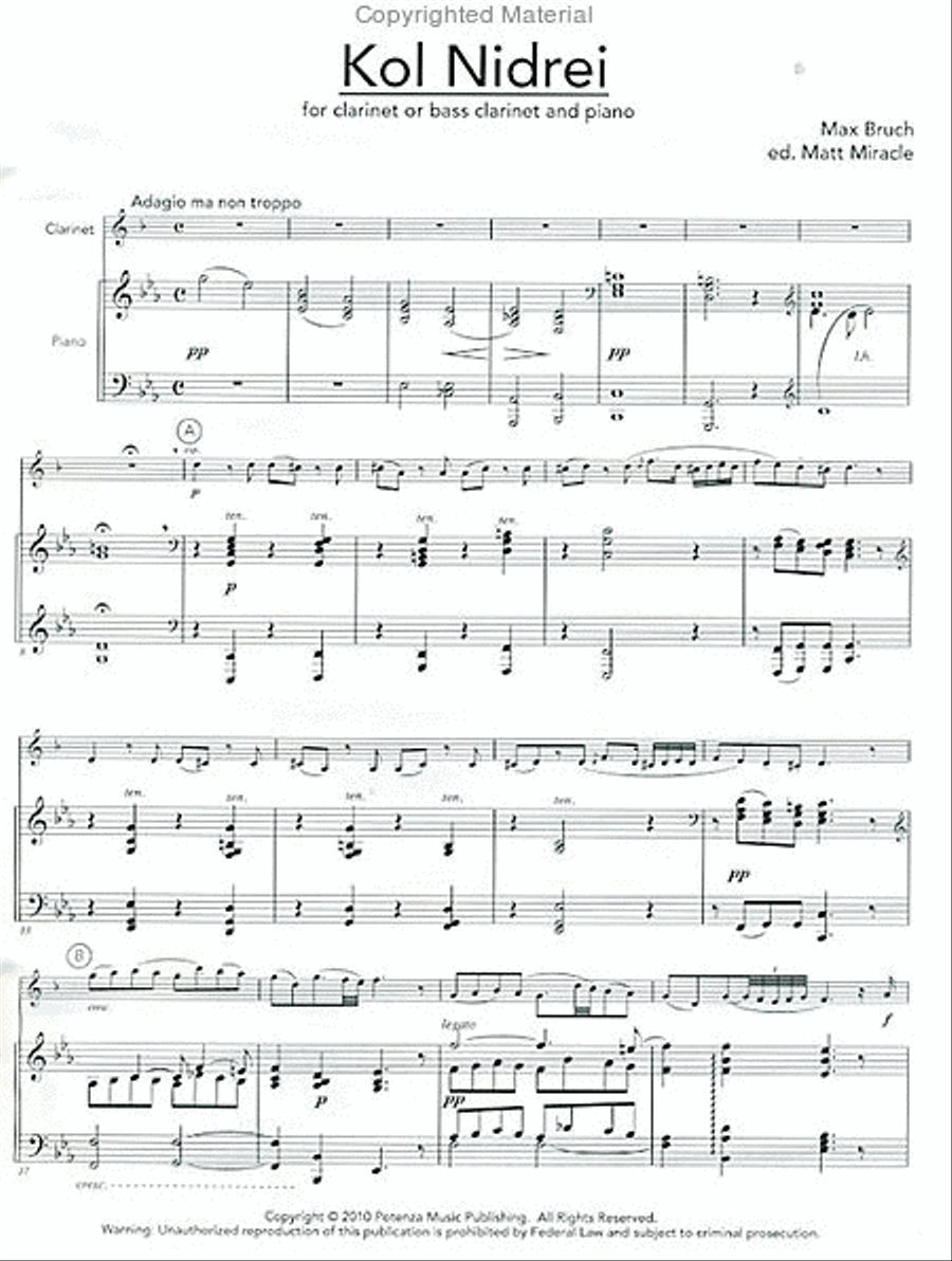 Kol Nidrei Kol Nidrei Bass Clarinet scores gallery preview page 2