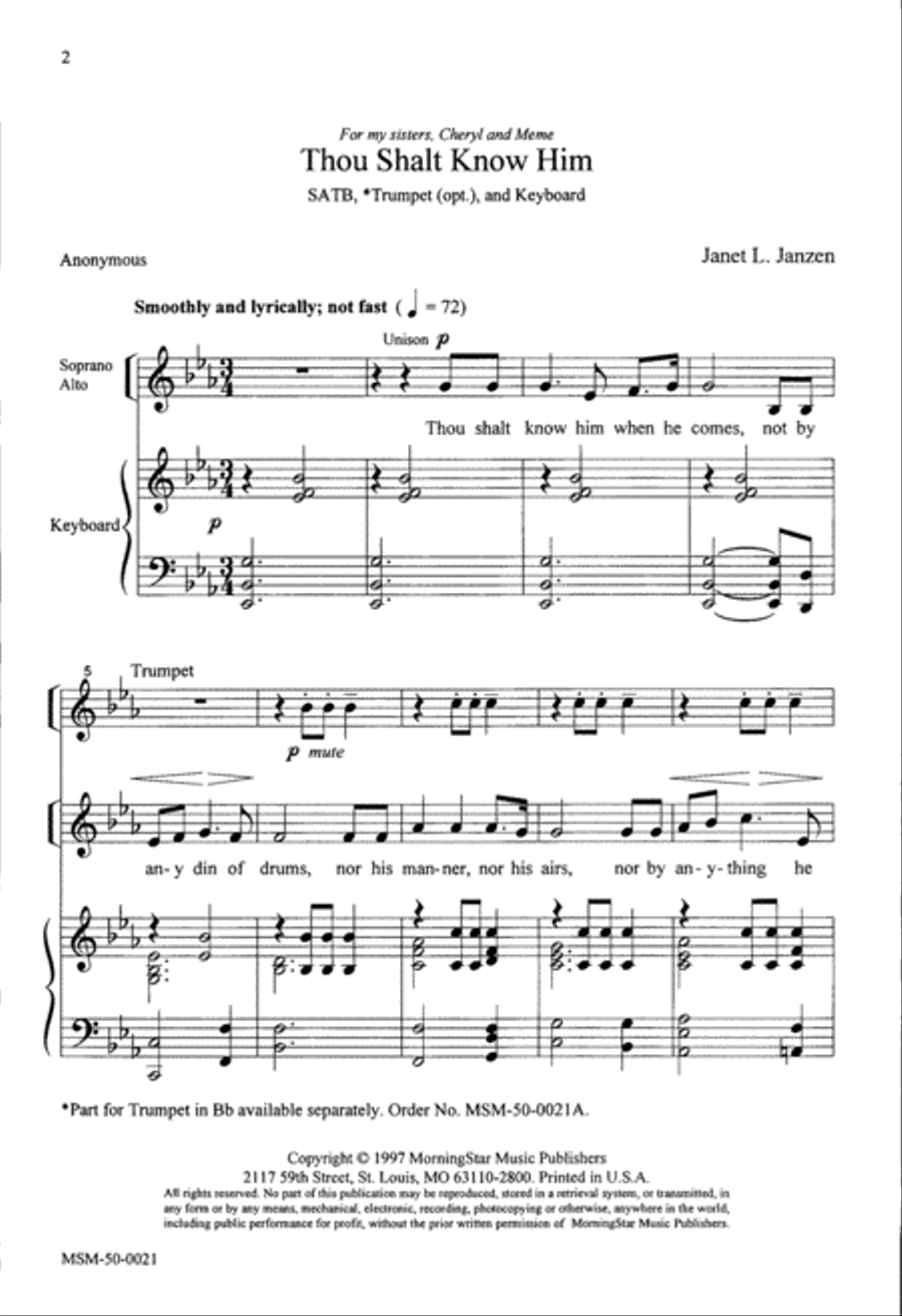 Thou Shalt Know Him 4-Part scores gallery preview page 2