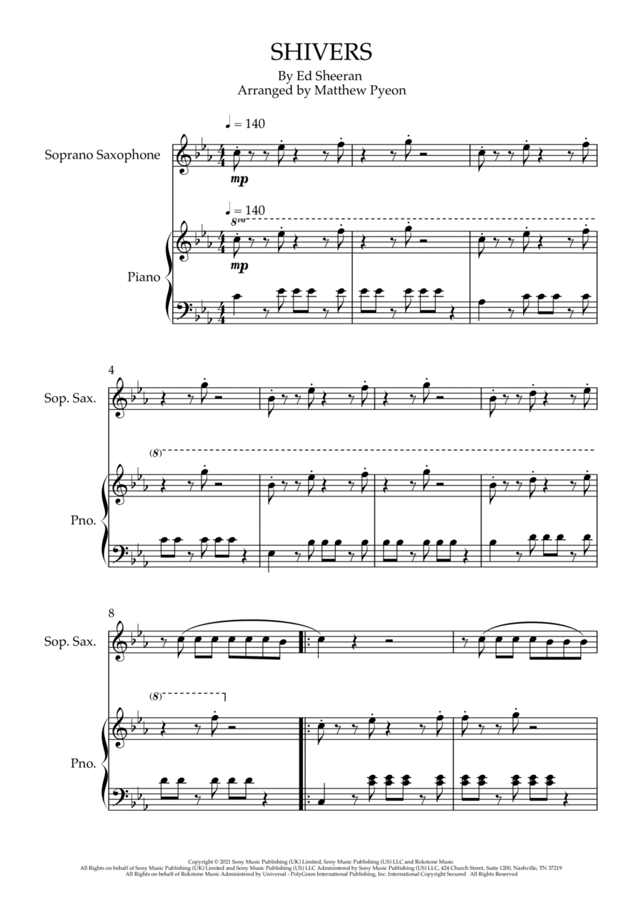 Shivers Soprano Saxophone scores gallery preview page 1