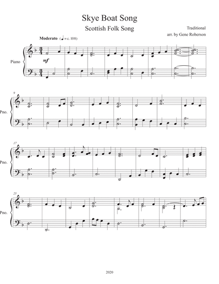 Skye Boat Song for Trio Piano Violin Cello Intermediate image number null
