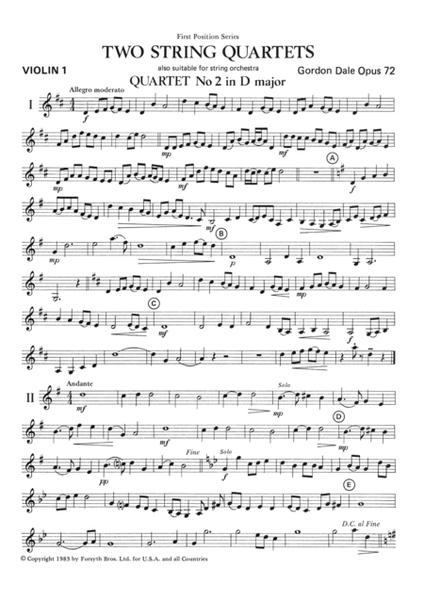 String Quartet, Op.72 No. 2 in D Major by Gordon Dale