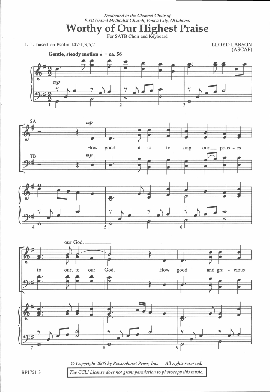 Worthy of Our Highest Praise 4-Part scores gallery preview page 2