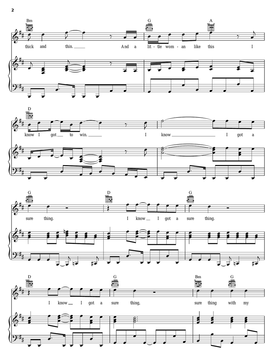 I Got A Sure Thing I Got A Sure Thing Piano, Vocal, Guitar scores gallery preview page 2