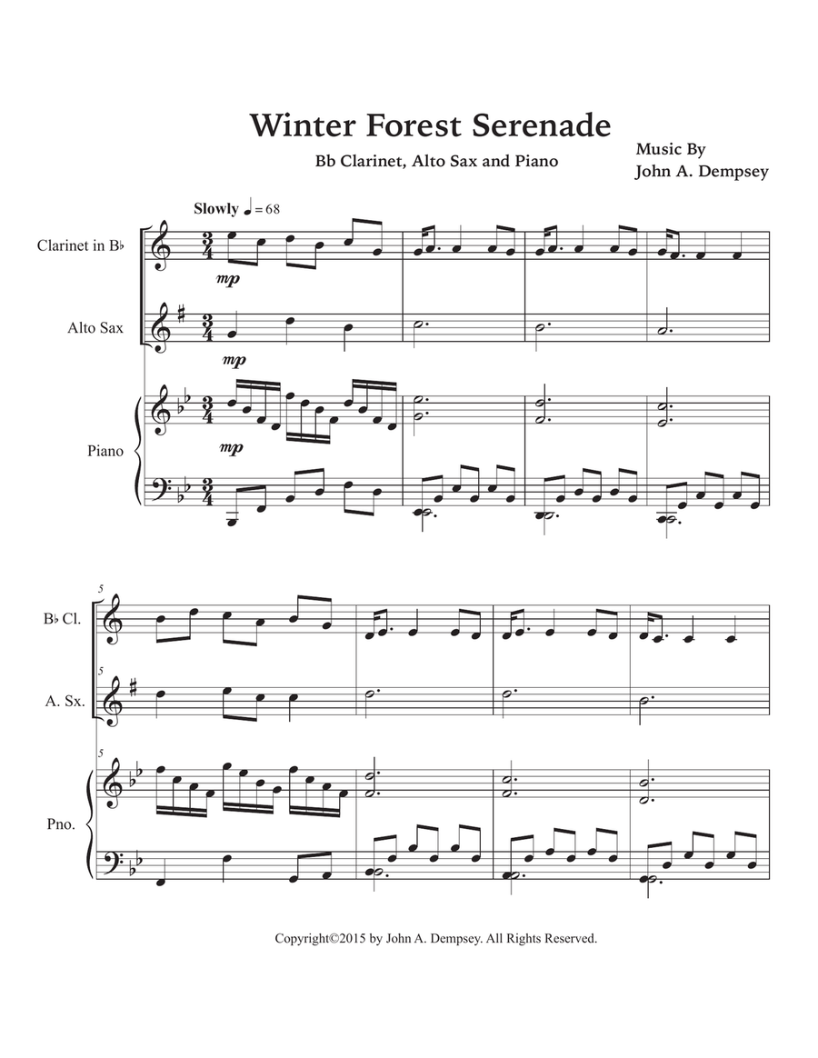 Winter Forest Serenade (Trio for Clarinet, Alto Sax and Piano) Small Ensemble scores gallery preview page 5