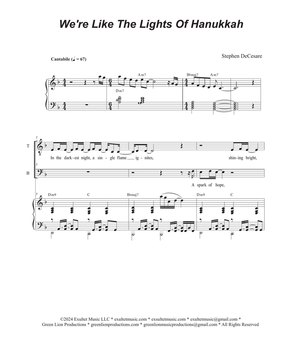 Book cover for We're Like The Lights Of Hanukkah (Duet for Tenor and Bass solo)