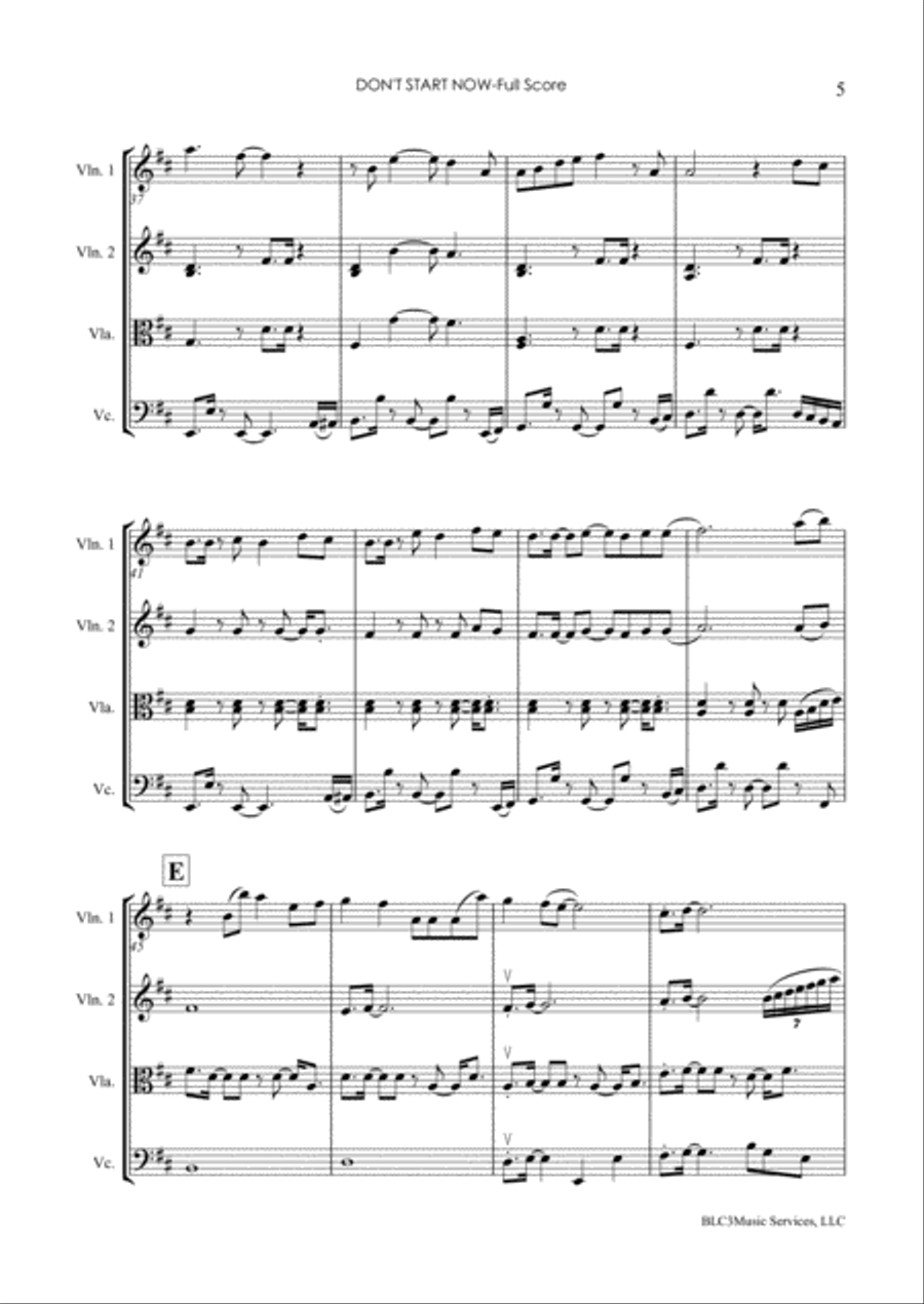 Don't Start Now String Quartet scores gallery preview page 5