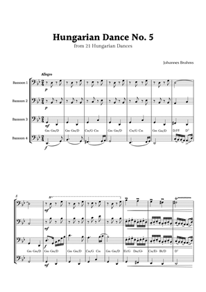 Hungarian Dance No. 5 by Brahms for Bassoon Quartet